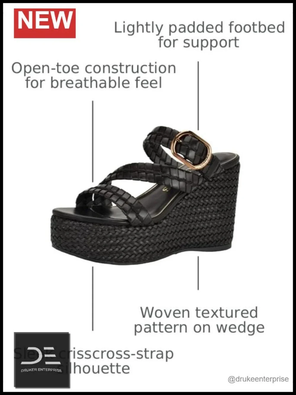 GUESS Evana Strappy Wedge Sandals Platform Open Toe 3.94